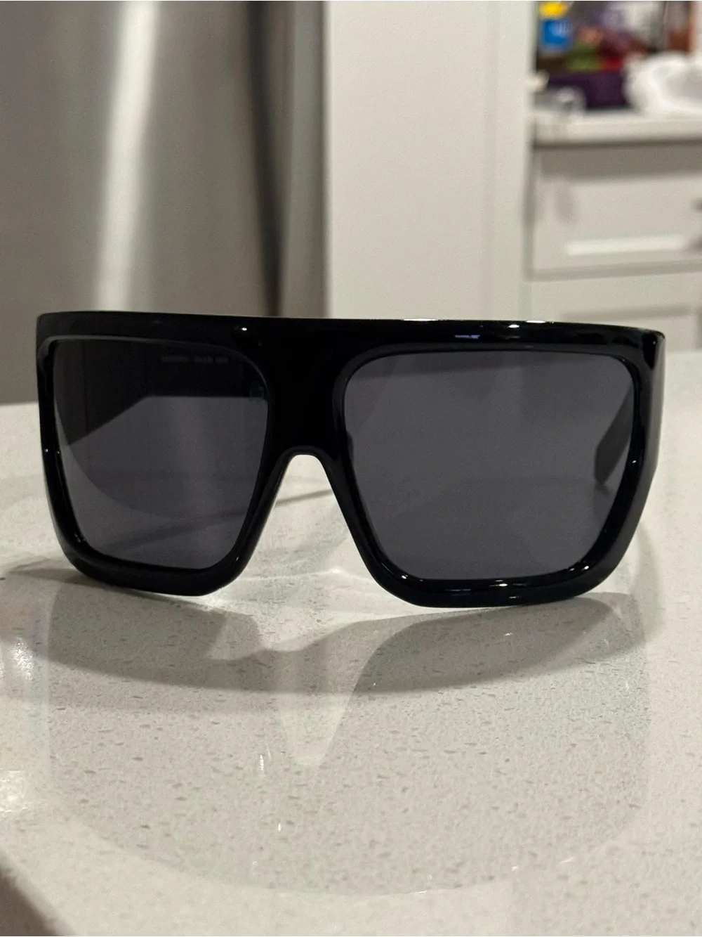Rick Owens Davis Shield Sunglasses in Glossy Black